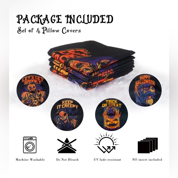 Halloween pillow cases 4 pieces - Picture 3 of 7